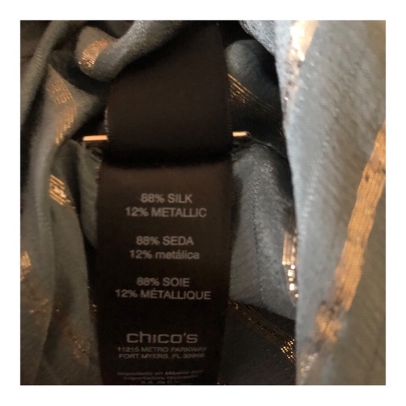 Chico's Black Label Silk-Blend Metallic Top Women's 2 Blue - Picture 10 of 10